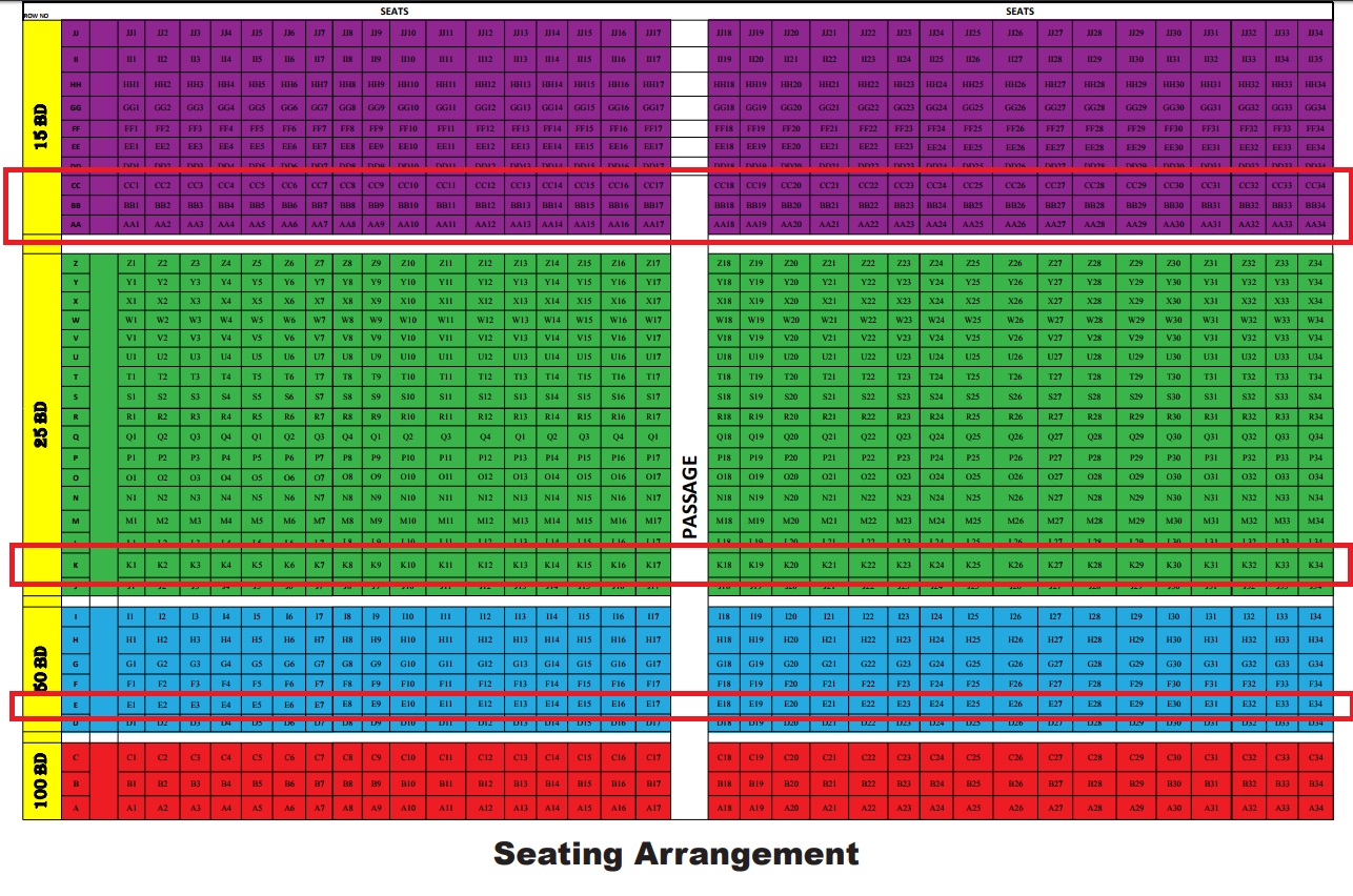 Crowne Plaza Bahrain seating plan