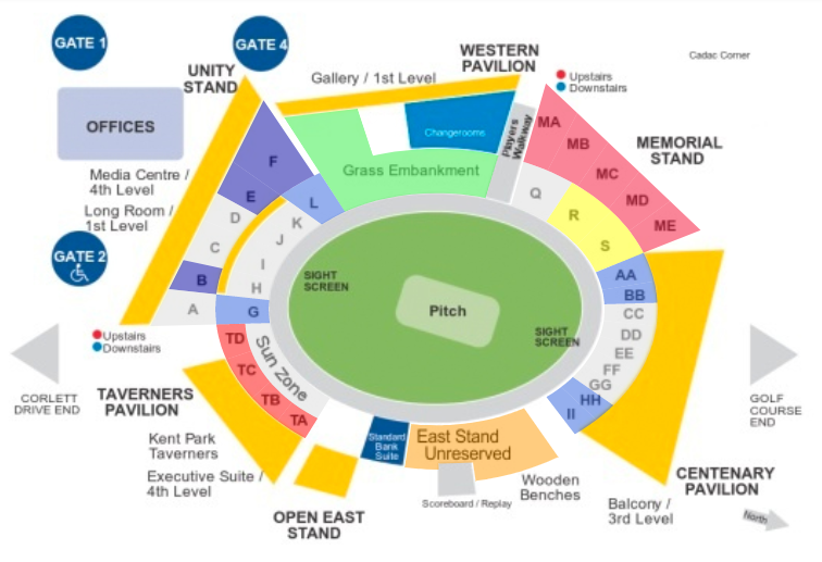 Bidvest Wanderers Stadium seating plan