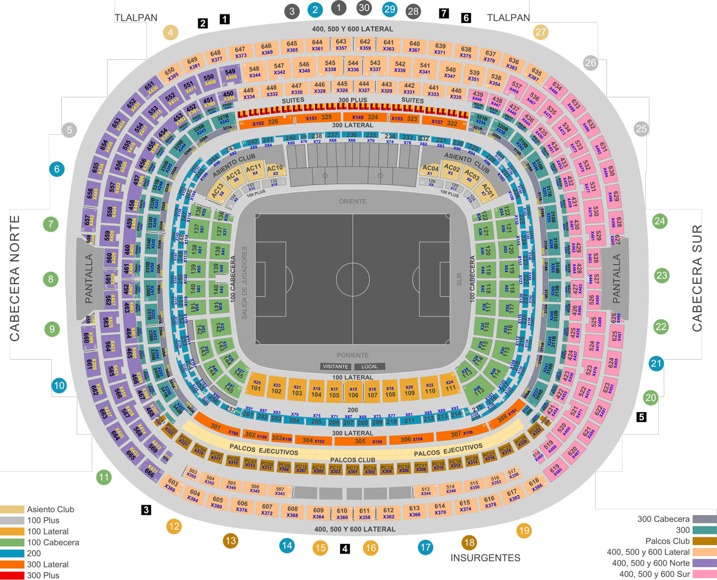 Estadio Banorte (Estadio Azteca) seating plan Estadio Banorte (Estadio Azteca) seating plan