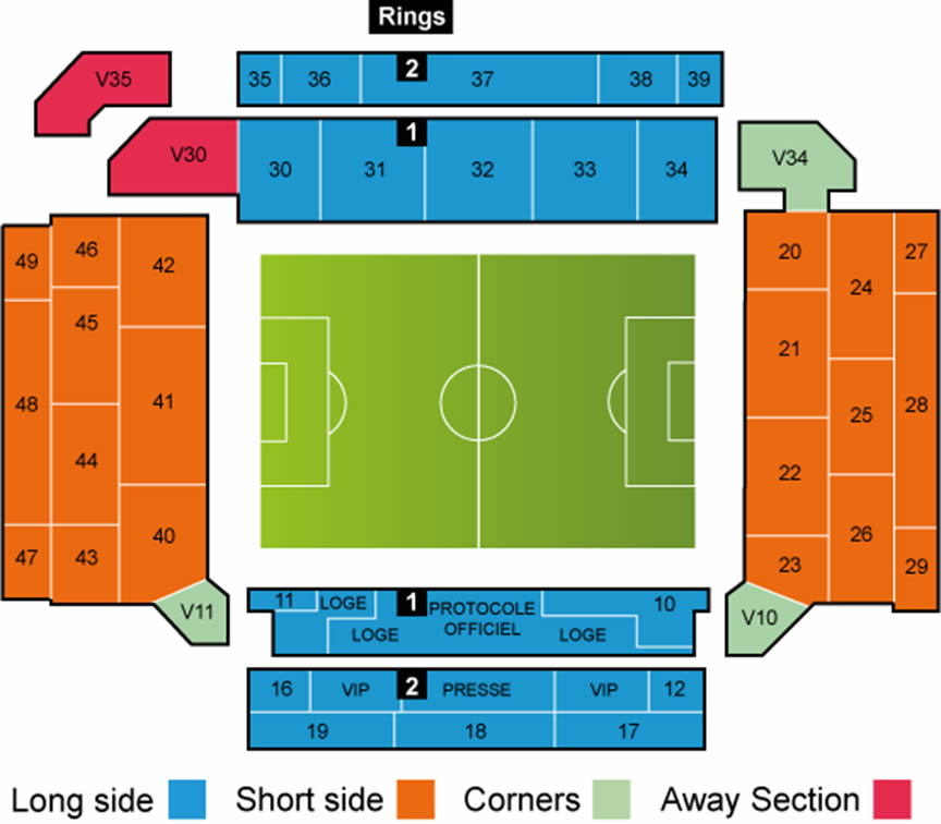 Saint Etienne Stadium seating plan