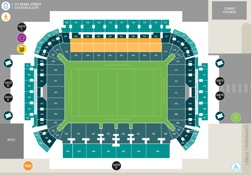 Brisbane Stadium (Suncorp Stadium) seating plan