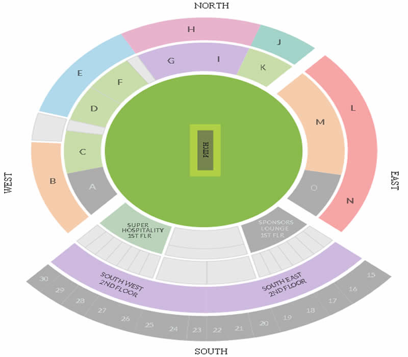 Dr. Y.S.Rajashekar Reddy Cricket Stadium seating plan