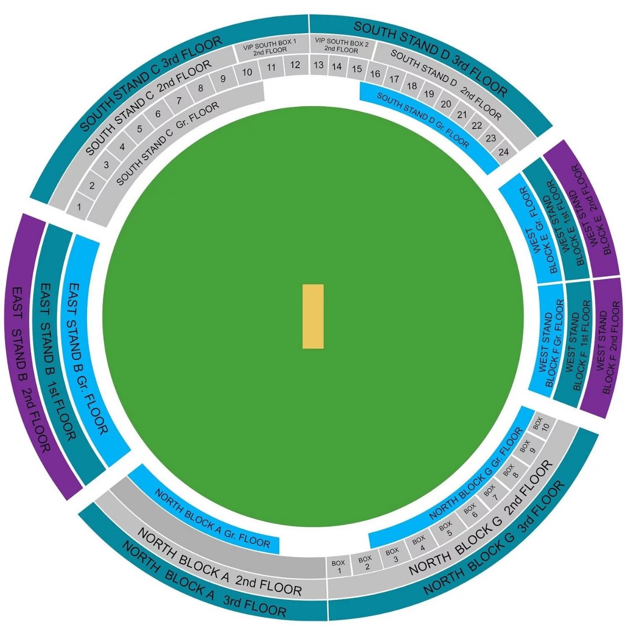 Assam Cricket Association Stadium seating plan